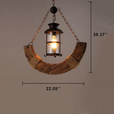 Retro Wooden Sailboat Shaped 1-Light  Pendant Light