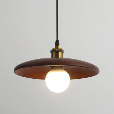 Minimalist Wooden 1-Light Saucer Shaped Pendant Light