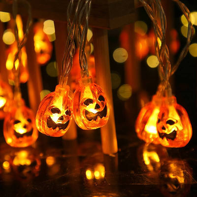 Halloween Orange Pumpkin 10/20 Light Battery Solar LED Light Decorative Plastic String Light