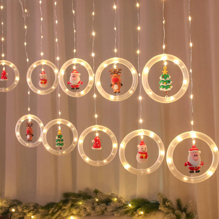 Décoration suspendue de poupée de cercle de noël, guirlande lumineuse USB à 10 LED 
