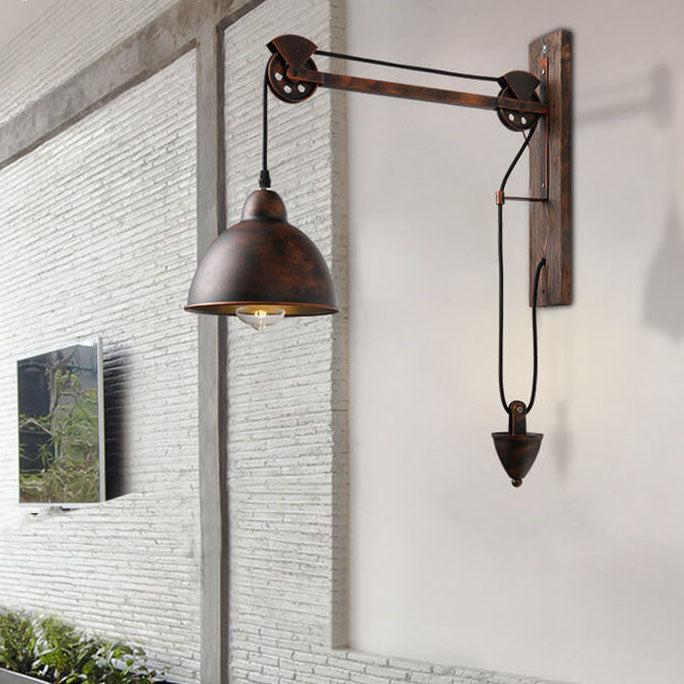 Industrial Retro Pulley Iron 1-Light Wall Sconce Lamp