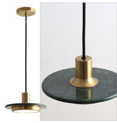 Modern Marble Round Disc 1-Light Adjustable Pendant Light