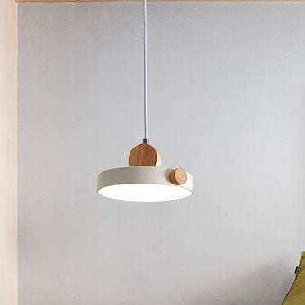 Nordic Minimalist Metal Drum Shape 1-Light LED Pendant Light