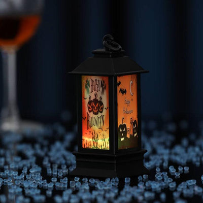 Halloween Glowing Oil Lamp Ornament Skeleton Pumpkin Decorative Battery Table Lamp