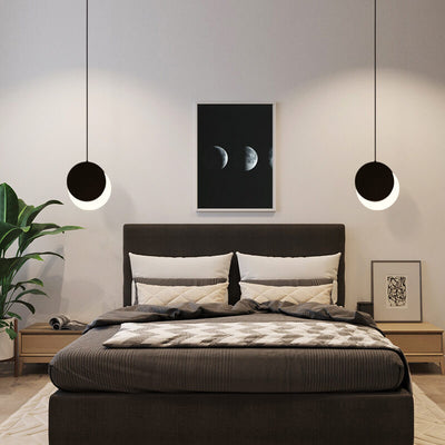 Nordic Creative Circle Moon Rotatable 1-Light LED Pendant Light