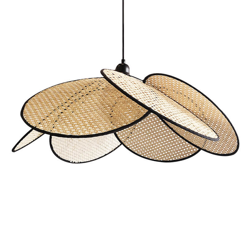 Japanischer Wabi-Sabi Rattan 1-Licht Pendelleuchte 