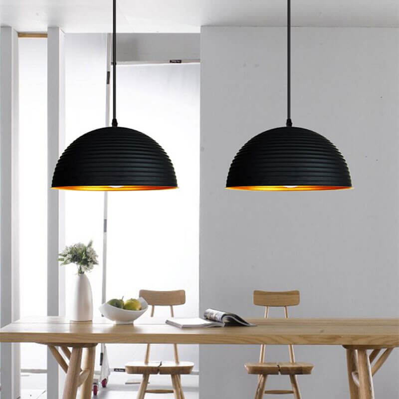 Industrial Wrought Iron Dome 1-Light Pendant Light