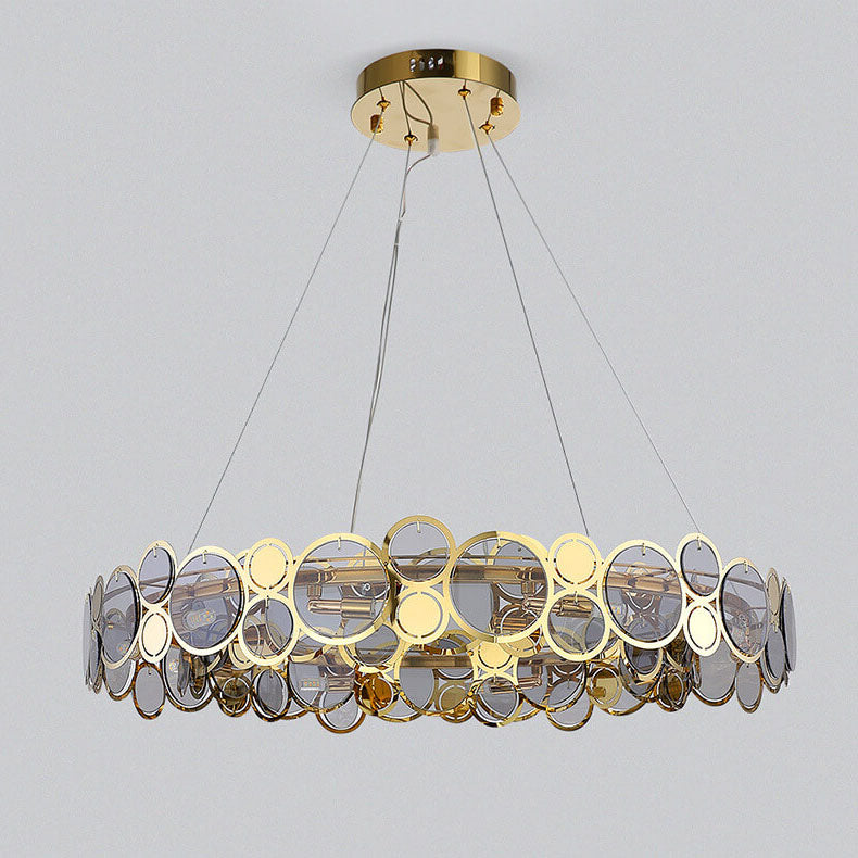 Modern Round Iron Glass 6/8 Light Led Chandeliers