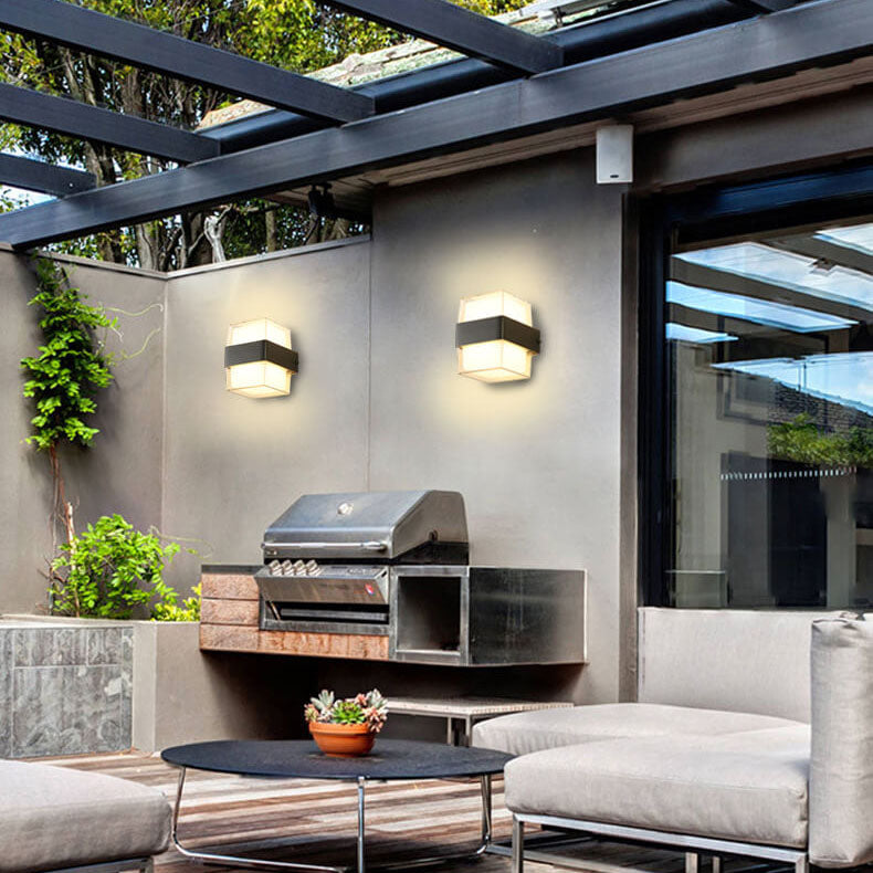 Lampes murales extérieures modernes étanches à LED carrées à 1 lumière 
