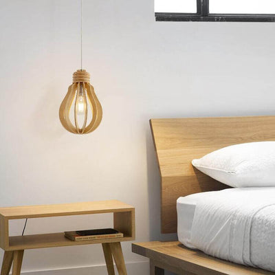 Simplicity Creative Solid Wood Oval Shaped 1-Light Pendant Light