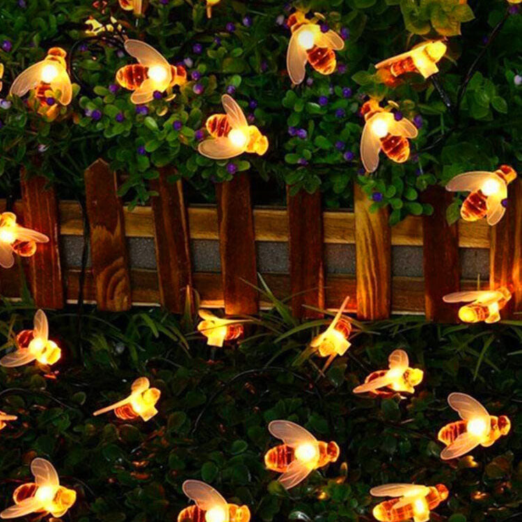 Lumières LED Étanches Solaires Extérieures Abeilles Décoration de Fête Festival Guirlande Lumineuse 