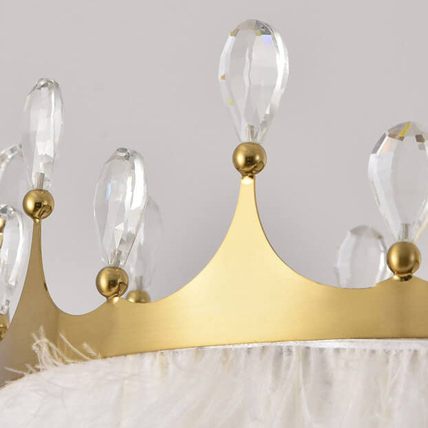 Modern Crown Shape 1-Light Feather Pendant Light