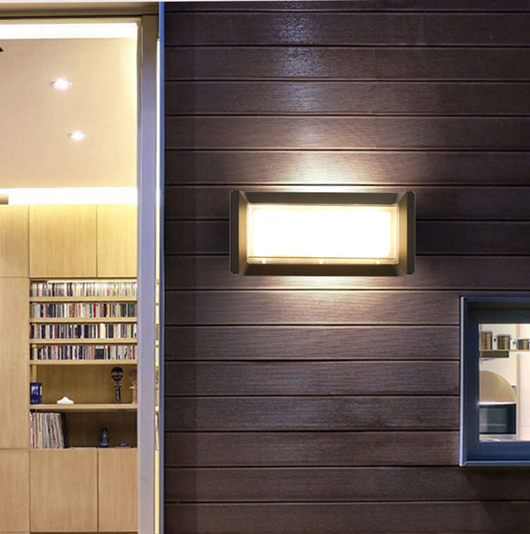 Moderna lámpara de pared LED rectangular impermeable de 1 luz para exteriores 