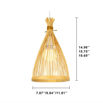 Bamboo Weaving Conical 1-Light Japanese Style Pendant Light