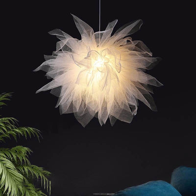 Nordic Tulle Fabric 1-Light Flower Shaped Pendant Light
