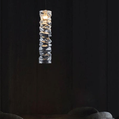 Modern Wrinkled Glass Long Stripes 1-Light LED Pendant Light