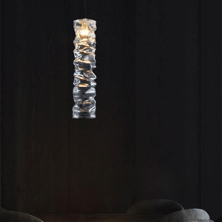 Modern Wrinkled Glass Long Stripes 1-Light LED Pendant Light