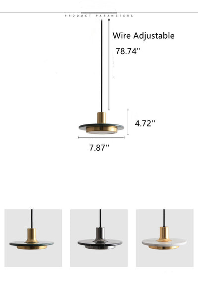 Moderne runde Scheibe aus Marmor, 1-flammig, verstellbare Pendelleuchte 