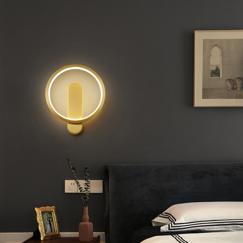 مصباح حائط فاخر LED دائري من النحاس الإبداعي 