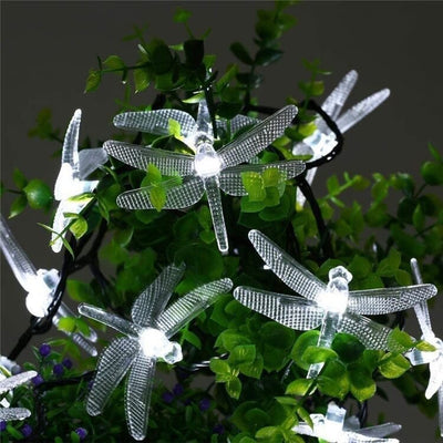 Guirlandes Lumineuses LED Étanches à Énergie Solaire avec Libellules pour Décoration de Fête et Festival 