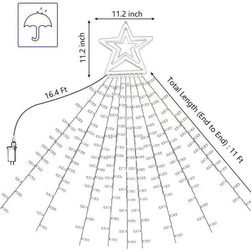 Lumières LED en forme de météores de Noël en cascade d&