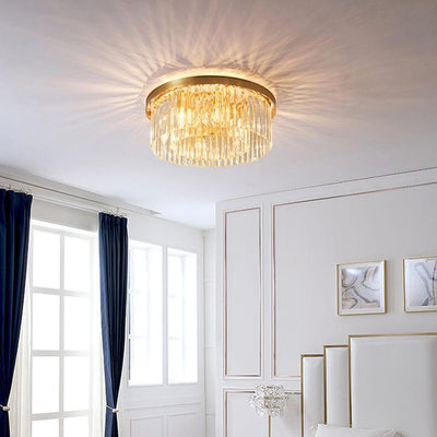 Modern Crystal 1-Light Circle Flush Mount Lighting