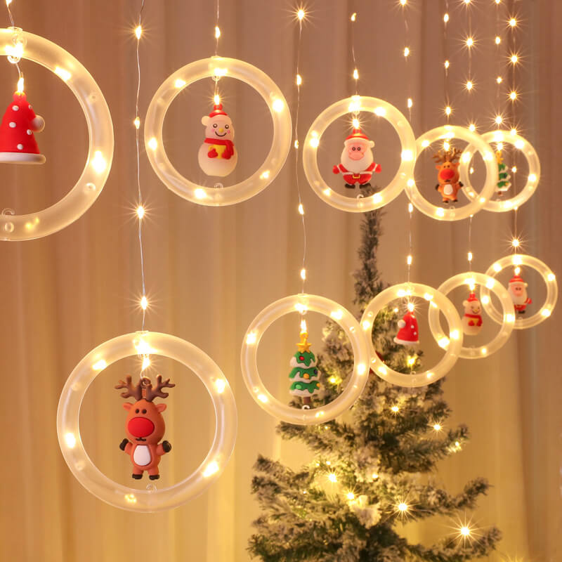 Décoration suspendue de poupée de cercle de noël, guirlande lumineuse USB à 10 LED 