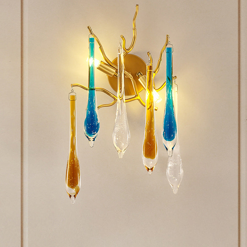 Lámpara Aplique de Pared de 2 Luces con Rama de Cristal Colorido Moderno 