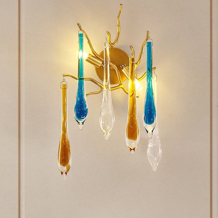 Moderne bunte Kristallstreifen Zweig 2-Licht Wandleuchte 