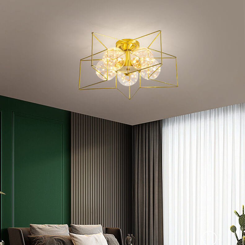Modern Pentagram 1-5 Light 3 Color Changeable LED Semi-Flush Mount Lighting