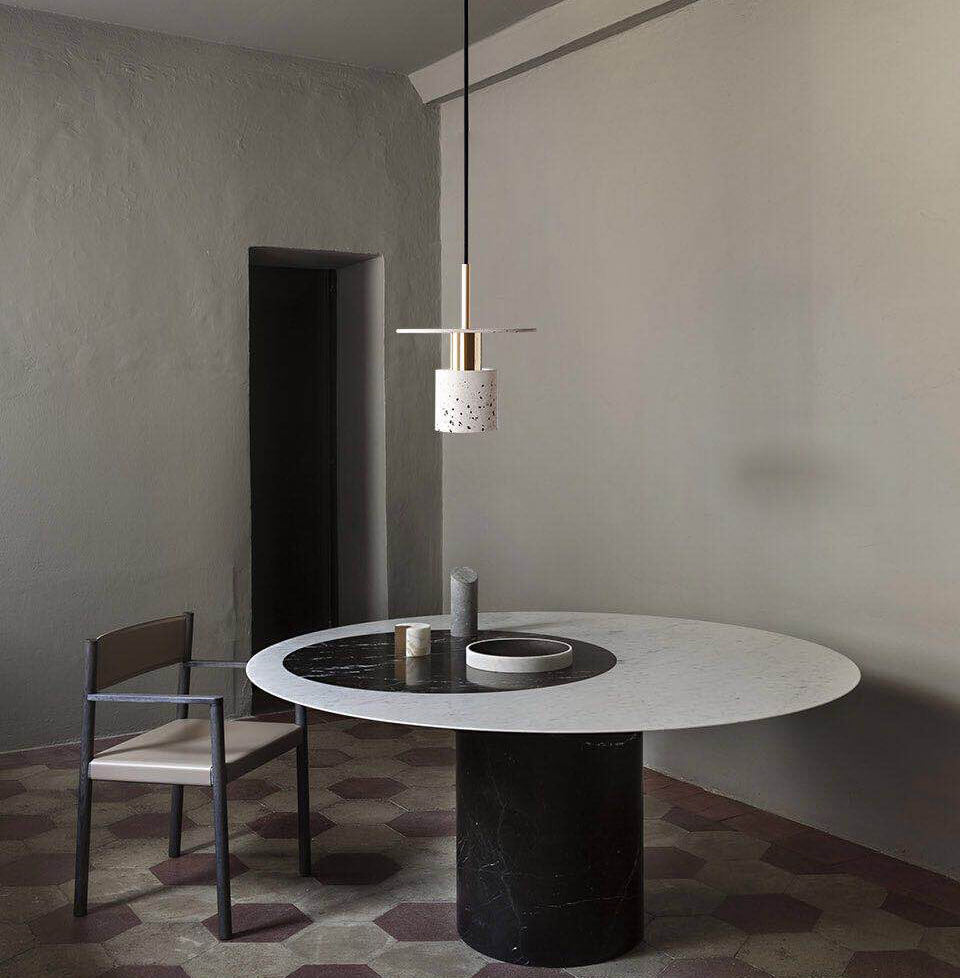 Suspension Luminaire Cylindrique à 1 Lumière en Terrazzo Nordique 