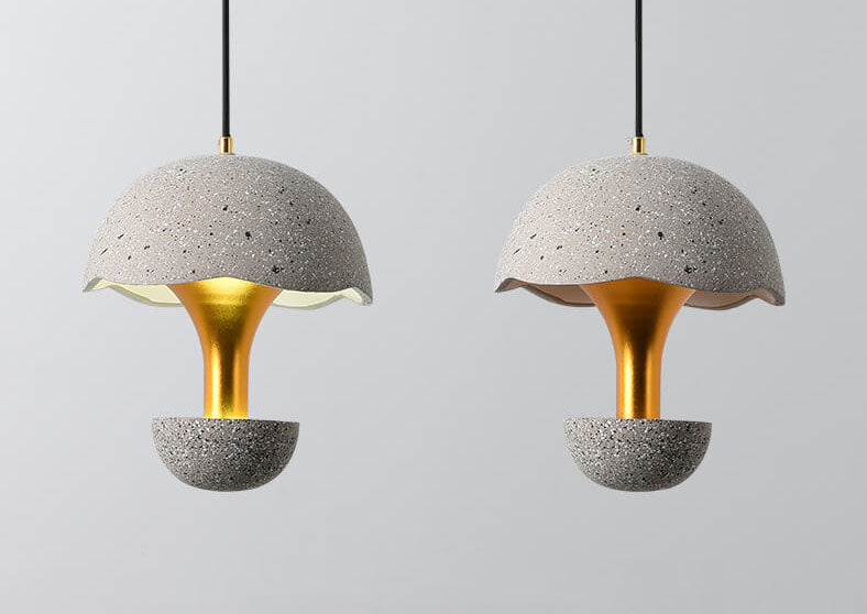 Industrielle Zement 1-Licht Pilzförmige Globus LED Pendelleuchte 