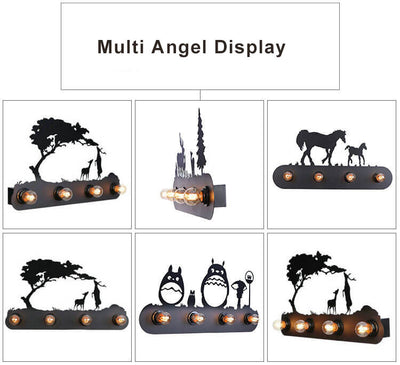 Applique murale en fer forgé créatif à 4 lumières 