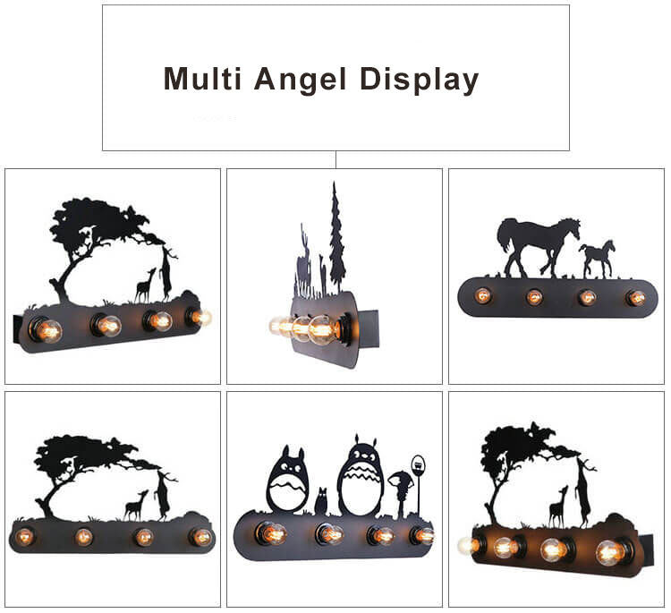 Applique murale en fer forgé créatif à 4 lumières 