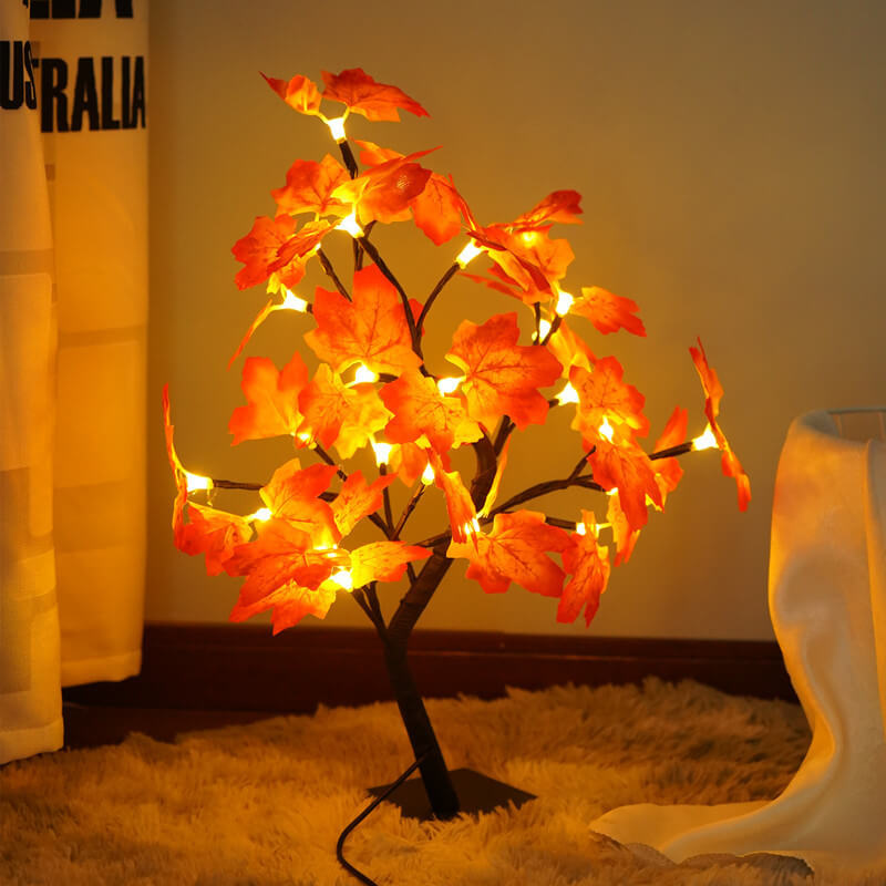 LED Maple Leaf Light 24 Lights Christmas Day Decoration USB Tree Table Lamp