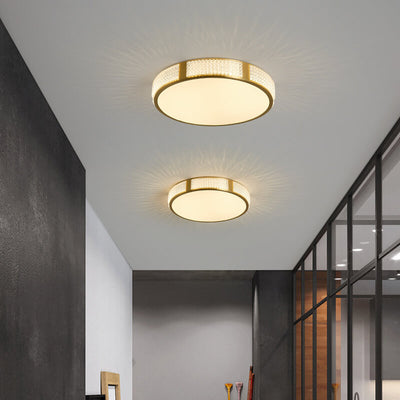 Simple Copper Circle 1-Light LED Flush Mount Lighting