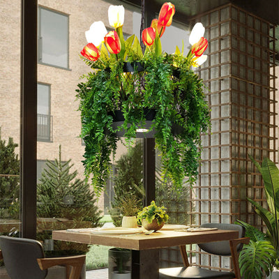 Modern Creative Simulation Plant Flowers Iron 12/13-Light Chandelier