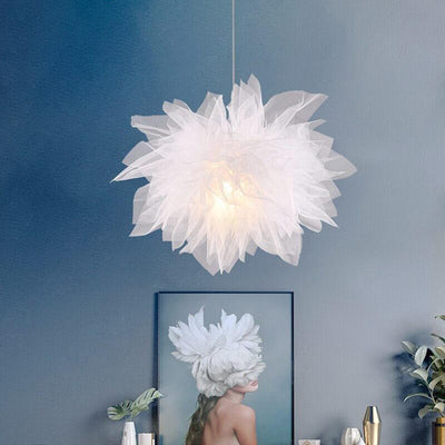 Nordic Tulle Fabric 1-Light Flower Shaped Pendant Light