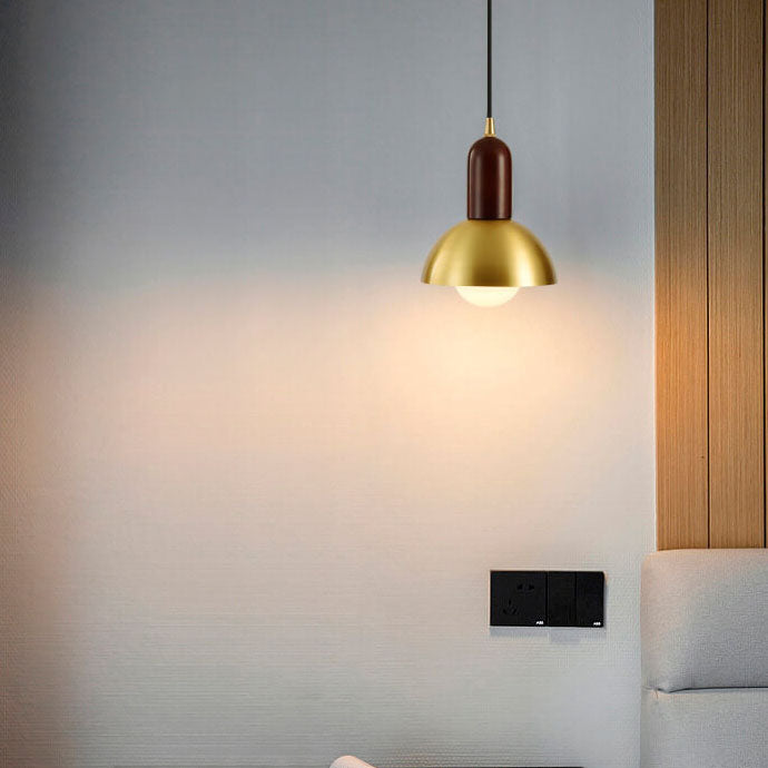 Lámpara colgante de 1 luz con cúpula de latón vintage nórdico 