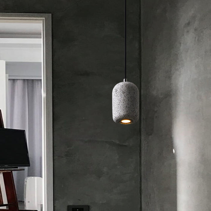 Suspension LED en ciment cylindrique moderne en terrazzo 