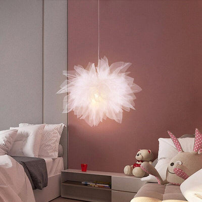 Nordic Tulle Fabric 1-Light Flower Shaped Pendant Light