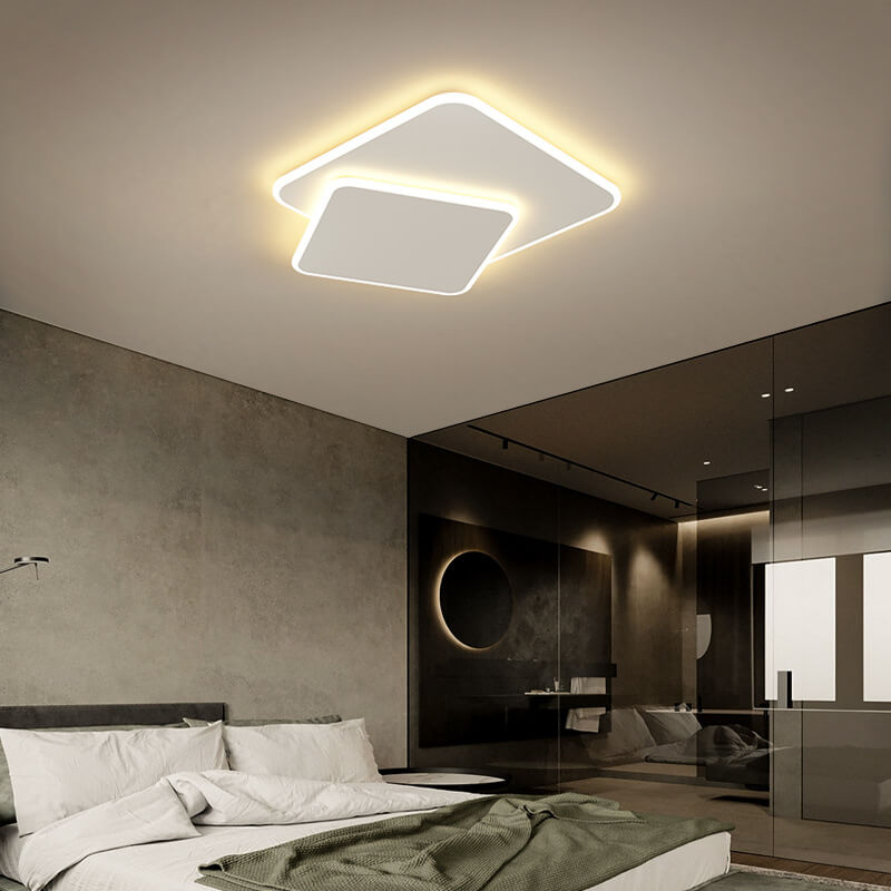 إضاءة مثبتة على السقف LED بلمسة نهائية بيضاء قابلة للتغيير بمصباح واحد ومربعين تصميم بسيط 