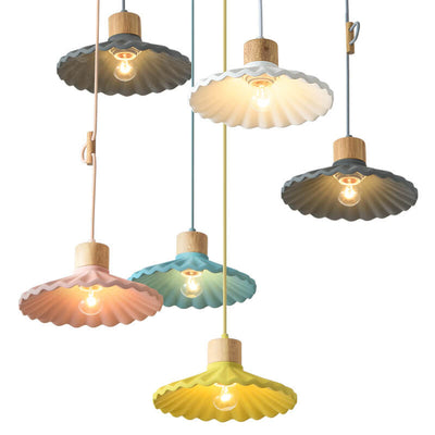 Modern Macaron Cement Scalloped Shade 1-Light Pendant Light