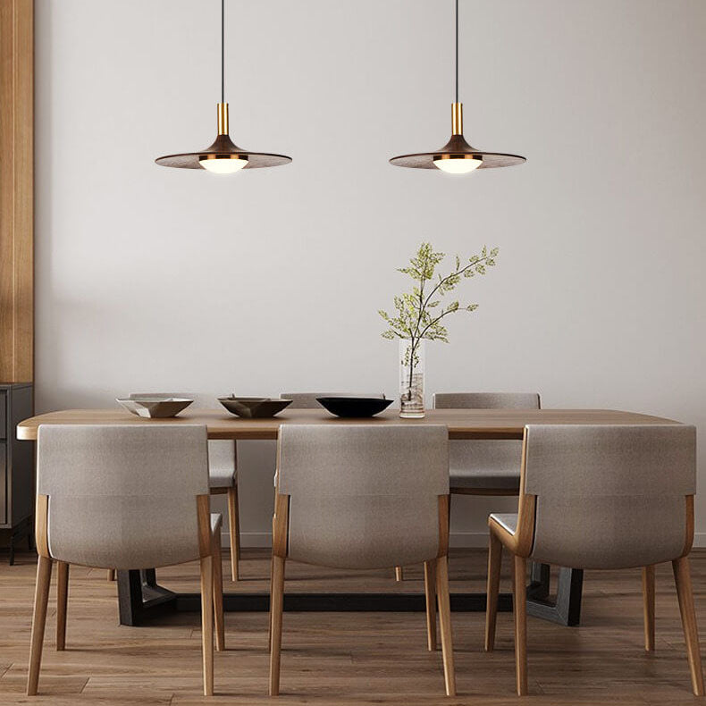 Modern Black Walnut LED Pendant Light