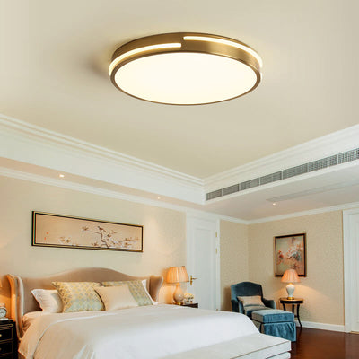 Modern Copper Circle 1-Light LED Flush Mount Lighting