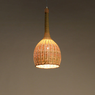 Bamboo Weaving Bottle Shape 1-Light Chinese Style Pendant Light