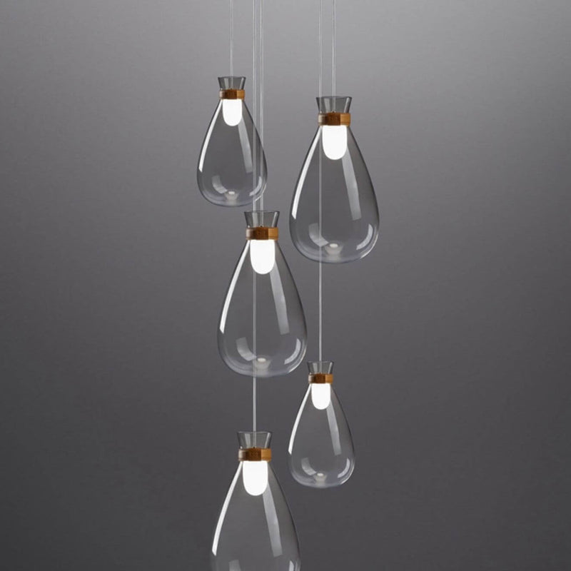 Modern Creative Glass Water Drop Bottle 1-Light LED Pendant Light