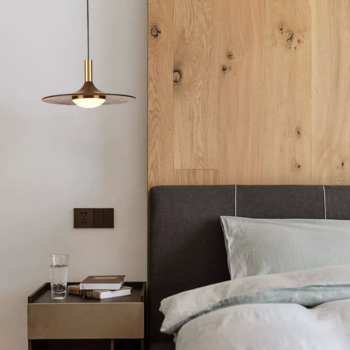 Suspension LED moderne en noyer noir 