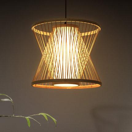 Bamboo Weaving Geometry Hourglass Shade 1-Light  Pendant Light