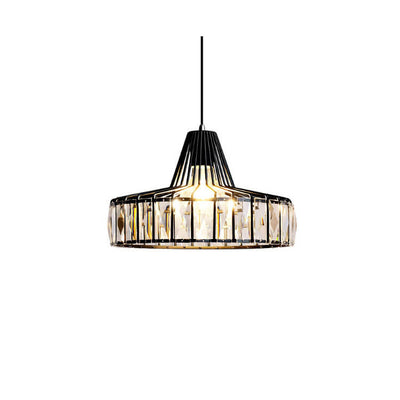 Modern Crystal 1-Light Black Metal Frame Pendant Light